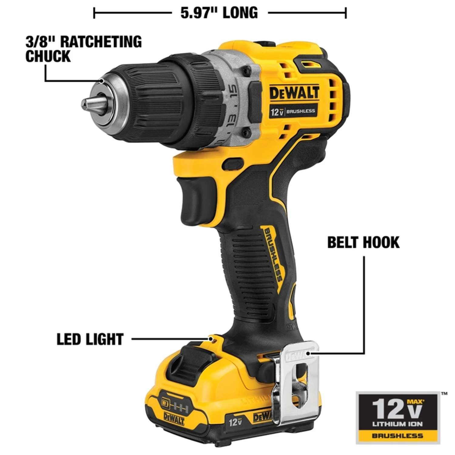 DeWalt 12V MAX XTREME Cordless Brushless 2 Tool Compact Drill And Impact Driver Kit 4 DeWalt 12V MAX XTREME Cordless Brushless 2 Tool Compact Drill And Impact Driver Kit - Image 2