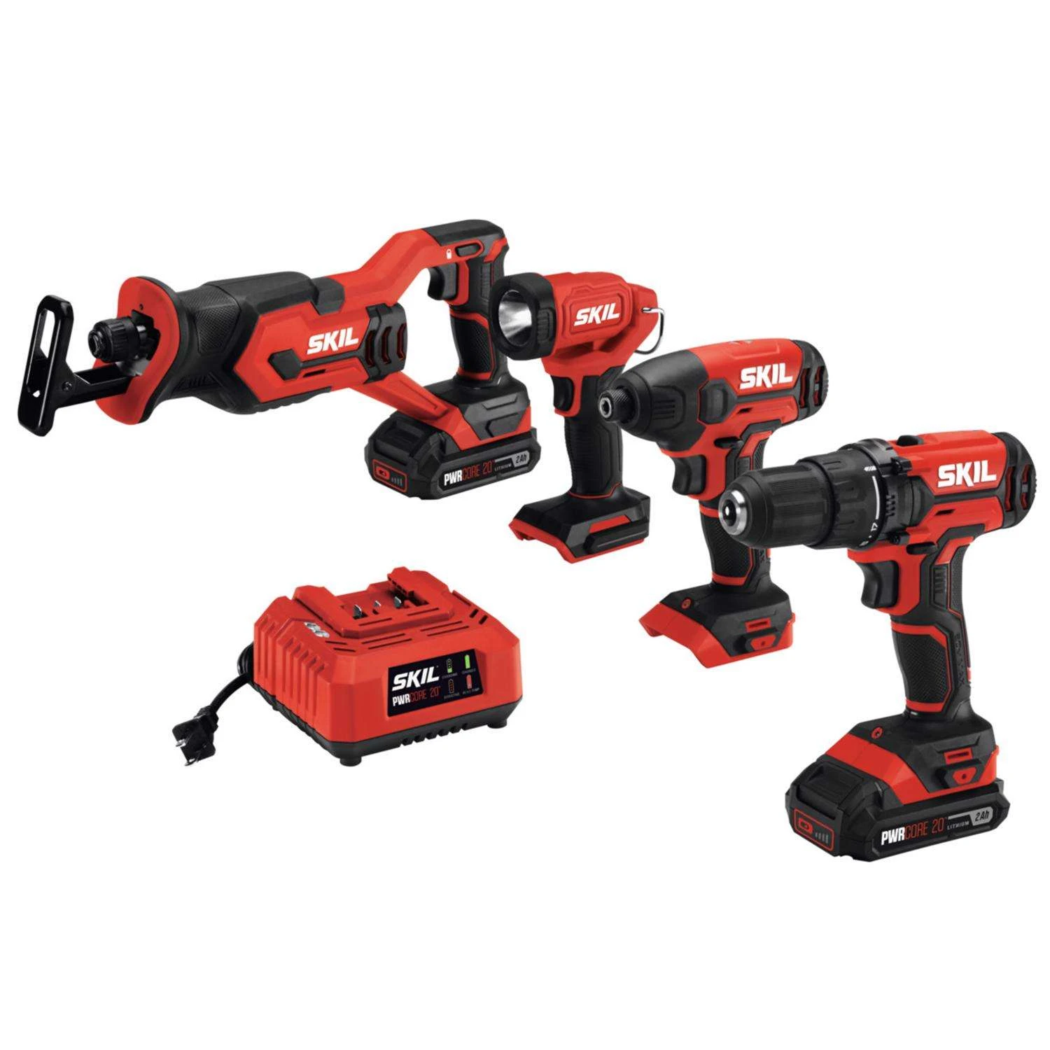 SKIL 20V PWR CORE Cordless Brushed 4 Tool Combo Kit 3 SKIL 20V PWR CORE Cordless Brushed 4 Tool Combo Kit