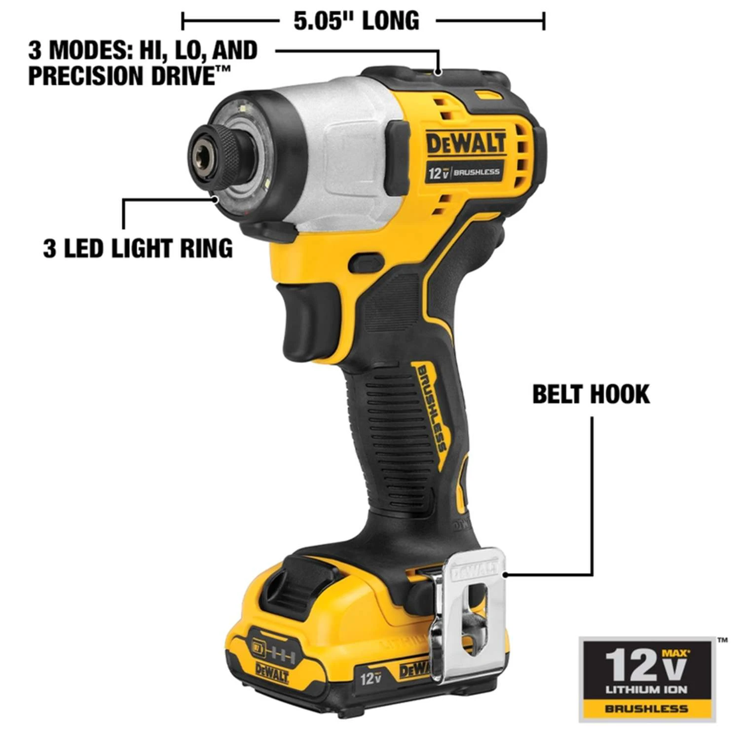 DeWalt 12V MAX XTREME Cordless Brushless 2 Tool Compact Drill And Impact Driver Kit 7 DeWalt 12V MAX XTREME Cordless Brushless 2 Tool Compact Drill And Impact Driver Kit - Image 5