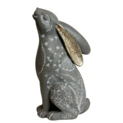 Exhart Resin Gray 11.5 In. Carved Rabbit Garden Statue