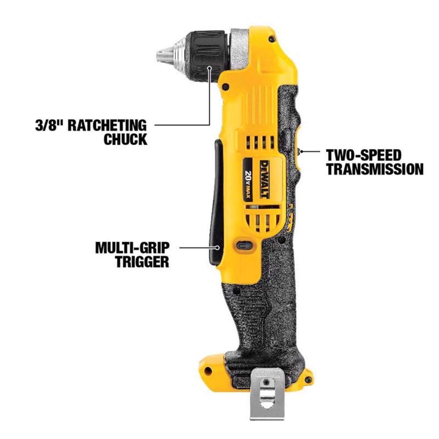 DeWalt 20V MAX 3/8 In. Brushed Cordless Right Angle Drill Kit (Battery & Charger) 4 DeWalt 20V MAX 3/8 In. Brushed Cordless Right Angle Drill Kit (Battery & Charger) - Image 2