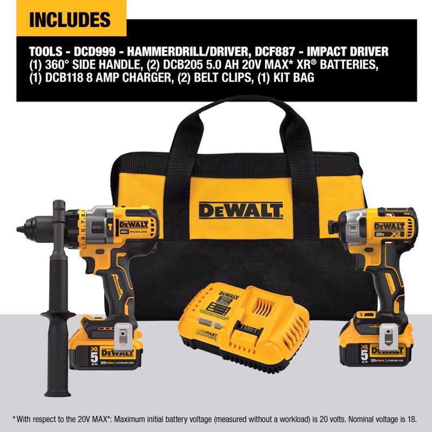 DeWalt 20V MAX Cordless Brushless 2 Tool Hammer Drill And Impact Driver Kit 4 DeWalt 20V MAX Cordless Brushless 2 Tool Hammer Drill And Impact Driver Kit - Image 2