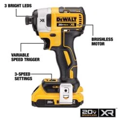DeWalt 20V MAX XR 1/4 In. Brushless 3-Speed Impact Driver Kit (Battery & Charger) -Makillta Store 97ab37a4 82b6 4551 aa10 a873b56c25c9