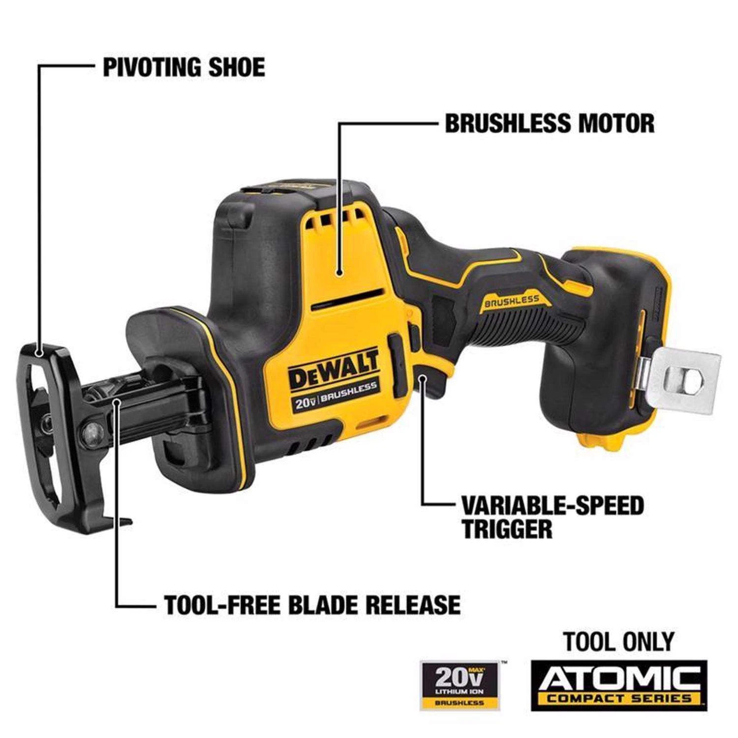 DeWalt 20V MAX ATOMIC Cordless Brushless One-Handed Reciprocating Saw Tool Only 4 DeWalt 20V MAX ATOMIC Cordless Brushless One-Handed Reciprocating Saw Tool Only - Image 2