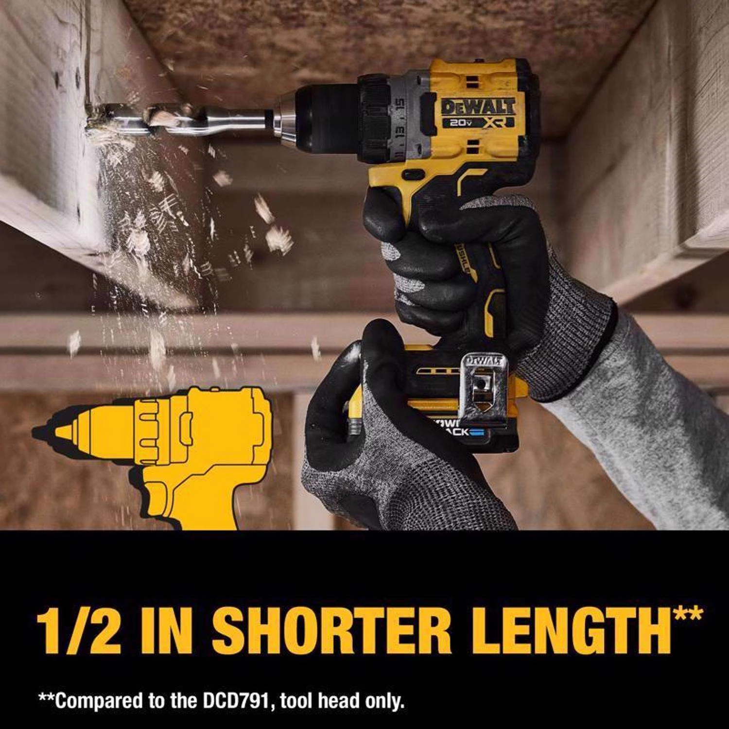 DeWalt 20V MAX XR PowerStack 1/2 In. Brushless Cordless Drill/Driver Kit (Battery & Charger) 10 DeWalt 20V MAX XR PowerStack 1/2 In. Brushless Cordless Drill/Driver Kit (Battery & Charger) - Image 8